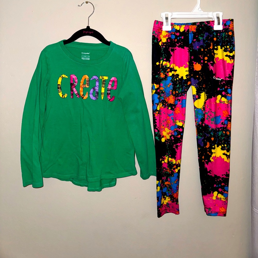 Crayola, girls matching leggings set, size 6X
